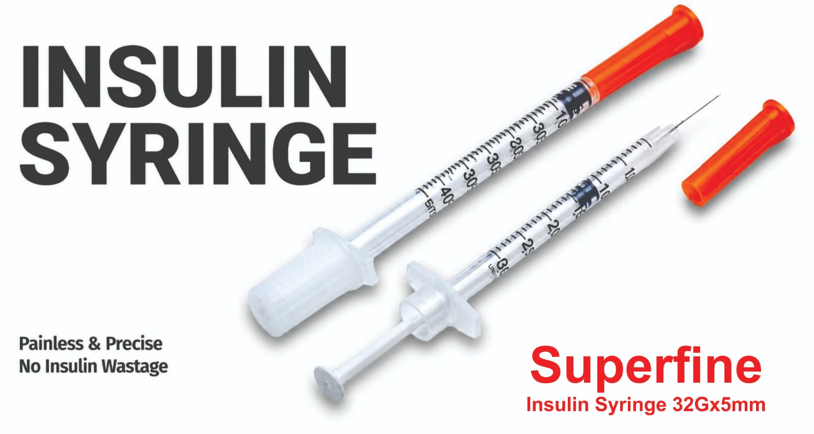 Superfine Insulin Syringe 32G x 5mm - Painless Precise Insulin Syringe India